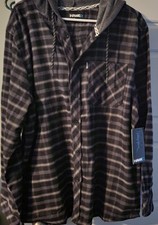 Tony Hawk's NWT  Grey Plaid Hooded Long Sleeve Button Up 2XL NWT skater grunge