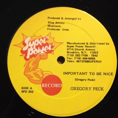 Gregory Peck, Anthony Malvo - Important To Be Nice / Rain From The Sky (12'')