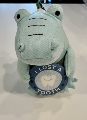Pillowfort Alligator Tooth Fairy Pillow  I Lost a Tooth  Pocket, Blue/Green