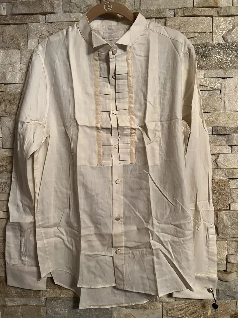 Alexander McQueen — ALEXANDER MCQUEEN TUXIDO BEIGE SHIRT ITALY SIZE 50 US M