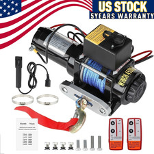 Electric Winch Wire Remote For Garage Recovery Synthetic Rope 1400w 12v 4500lb