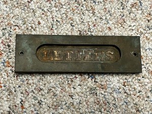 Vintage Antique Brass Mail Postal Letter Slot Drop 7" x 2"  CN 1500 