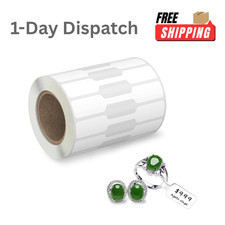 500 Pcs Jewelry Tags Roll Self Adhesive White Blank Dumbbell Price Stickers