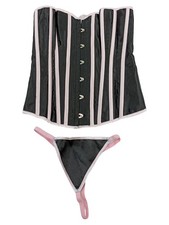 Vacodo Unterwäsche Set Damen Burlesque Korsett Gestreift Schwarz S