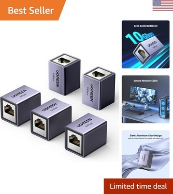 Universal RJ45 Ethernet Coupler 10Gbps   Aluminum 5 Pack for Long-Distance Use