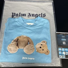 Youth Palm Angels Light Blue Teddy Bear T Shirt NEW WITH TAGS. 