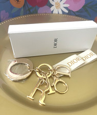 Dior Gold-Tone Logo Keychain Bag Charm New in...