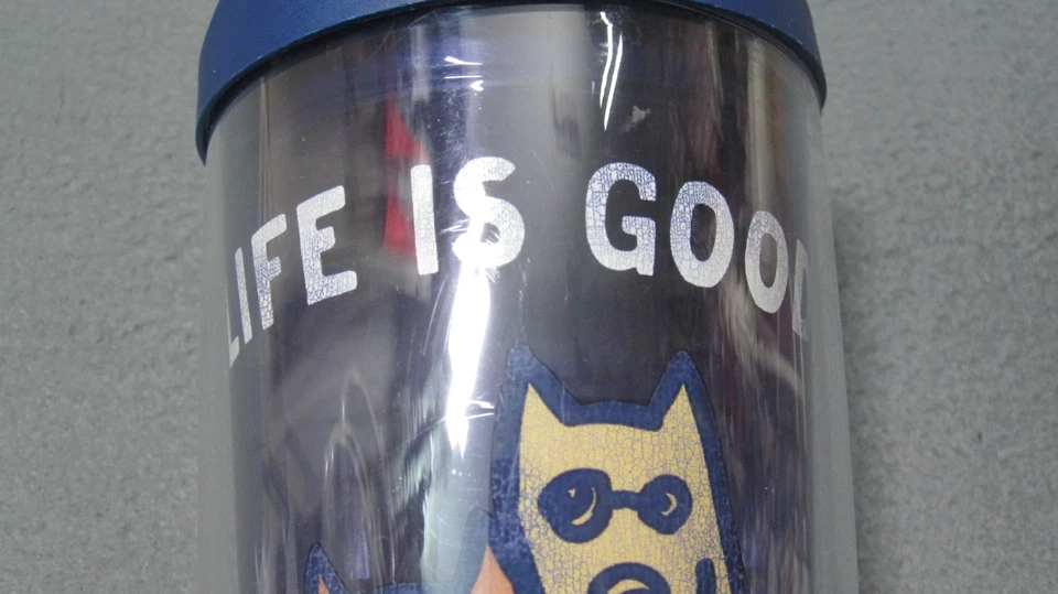 Taza Life is Good Perro/Gato Juntos Tervis Azul Doble Pared 24oz Tapa Caliente/Fría Foto 3 de 4