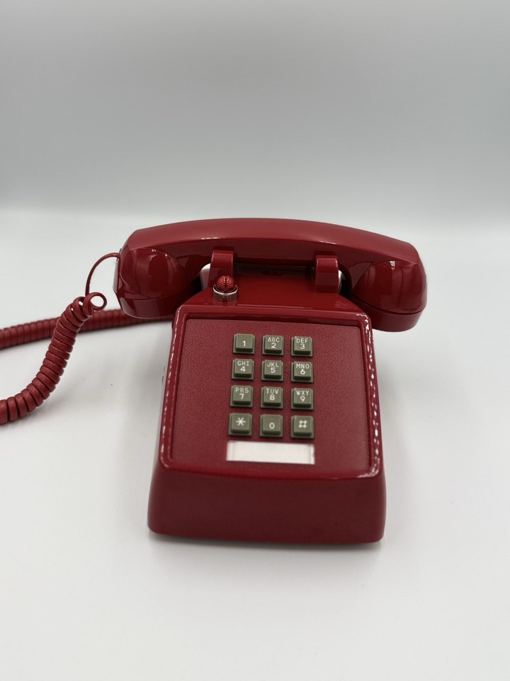 MCM RED LIGHT Dual Line Data Push Button Phone 1970s Vintage Columbo ...