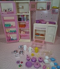 Vtg 1987 Barbie SWEET ROSES Kitchen Cooking Center 4776  Refrigerator 4777 