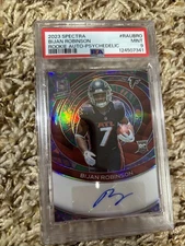 2023 Spectra Bijan Robinson Rookie Auto Psychedelic Auto /5 PSA 9
