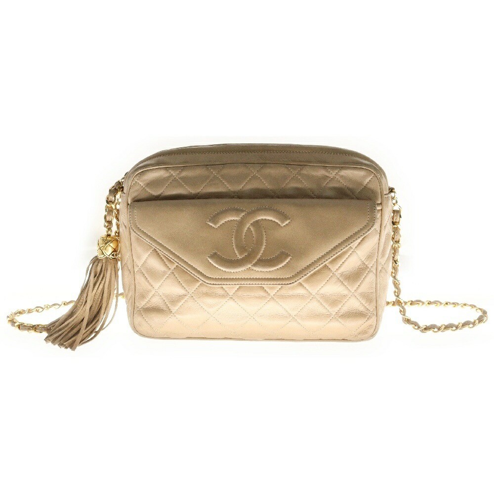 CHANEL Beige Matelasse Chain Shoulder Bag Preowned Condition B