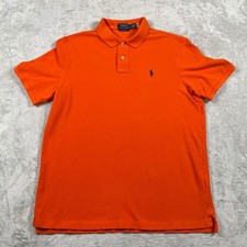Ralph Lauren Polo Shirt Men Large Orange Classic Fit Short Sleeve Logo