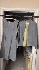 Stylish gray dress with matching jacket, button details. Size M/L 1960E