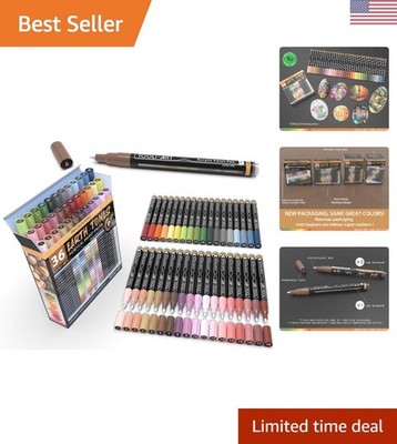 Quick Drying 36 Pack Earth Tone Acrylic Markers - Multi-Surface Art Set