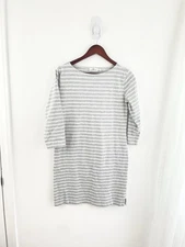 Vineyard Vines S Gray Striped 3/4 Sleeve Shift Shirt Dress Women’s Small