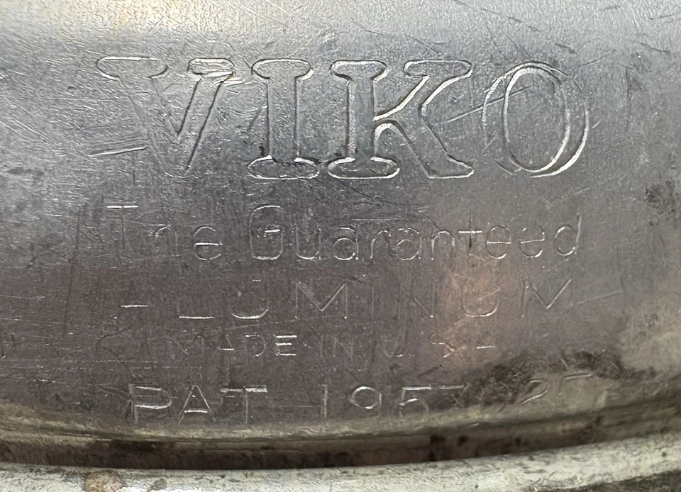 Vintage VIKO Aluminum Food Mill Cone Strainer Sieve Colander Wood Pestle w Stand - Image 2 of 4