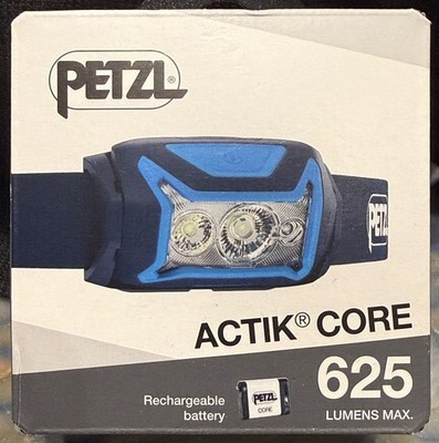 PETZL ACTIK CORE 625 HEADLAMP recharge batt incl takes AAA batts, 2 incl. - NEW