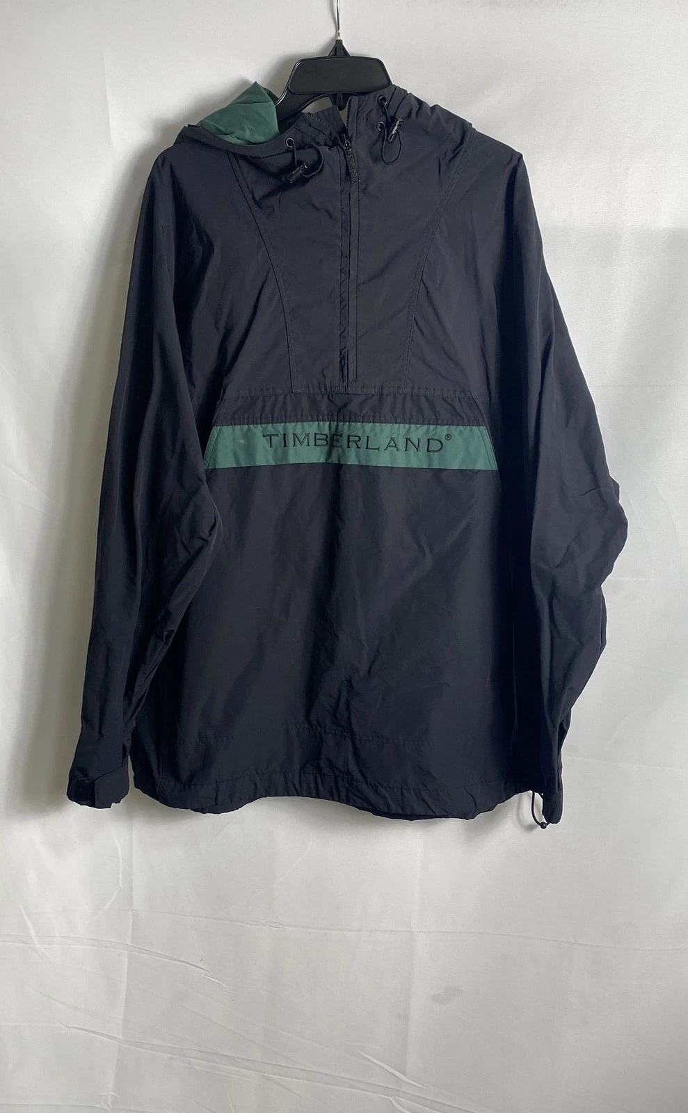 Vintage 90s Timberland Weathergear Men's Navy Green Pullover Hooded Jacket Sz XL