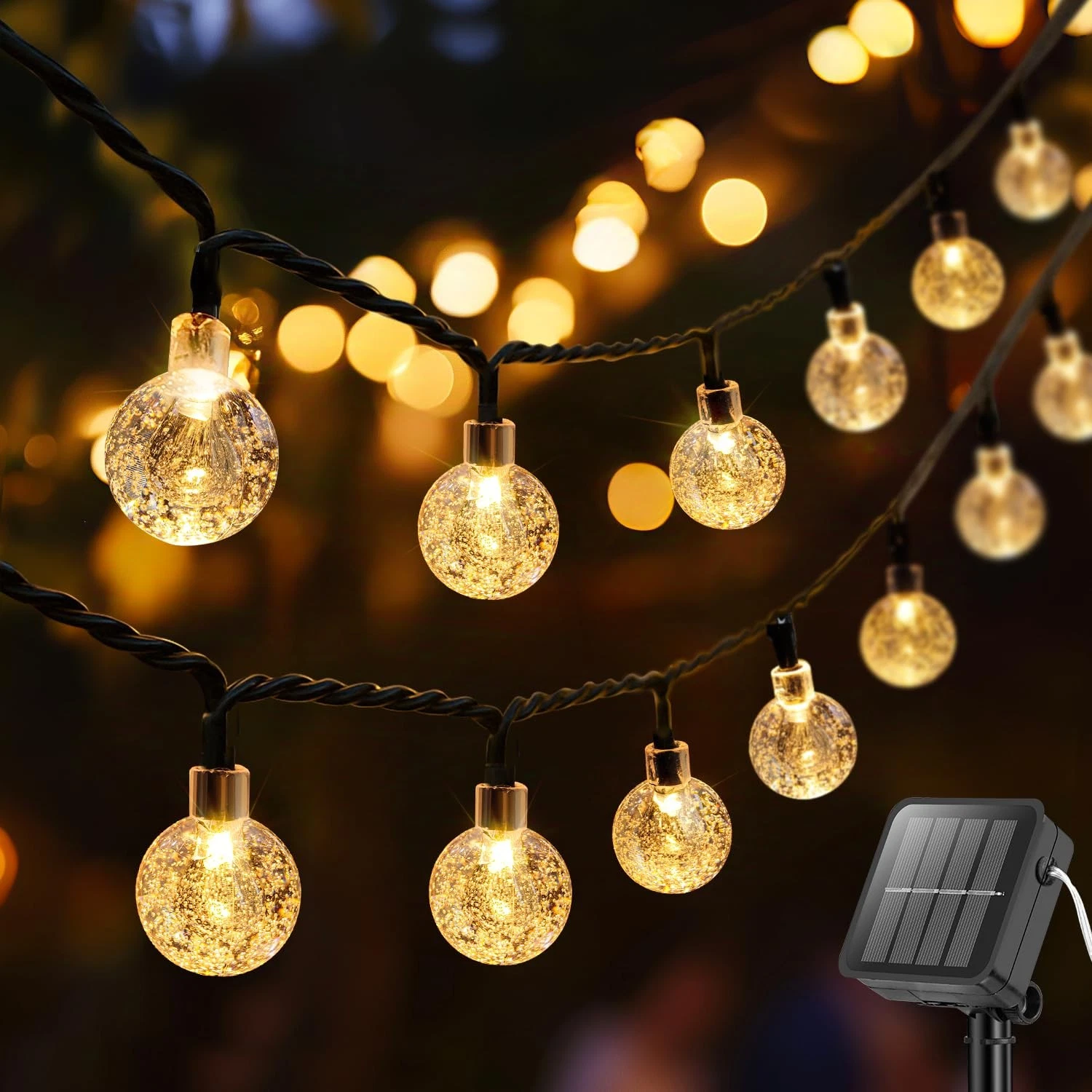 36Ft 60LED Waterproof Solar Globe String Lights for Garden Yard Outdoor Decor