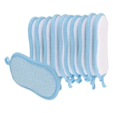 10 Pcs Multipurpose Microfiber Kitchen Dish Sponge Scrubber Pads, Blue