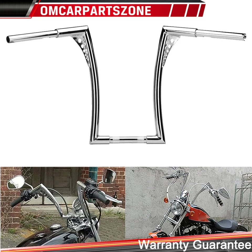 14" Rise 1 1/4" Handlebar Ape Hangers For Harley Sportster XL 883 1200 FLST FXST - Image 3 of 4