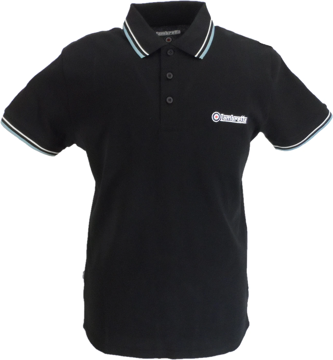 Lambretta Men`s Black Tipped Tipped 100% Cotton Polo Shirts