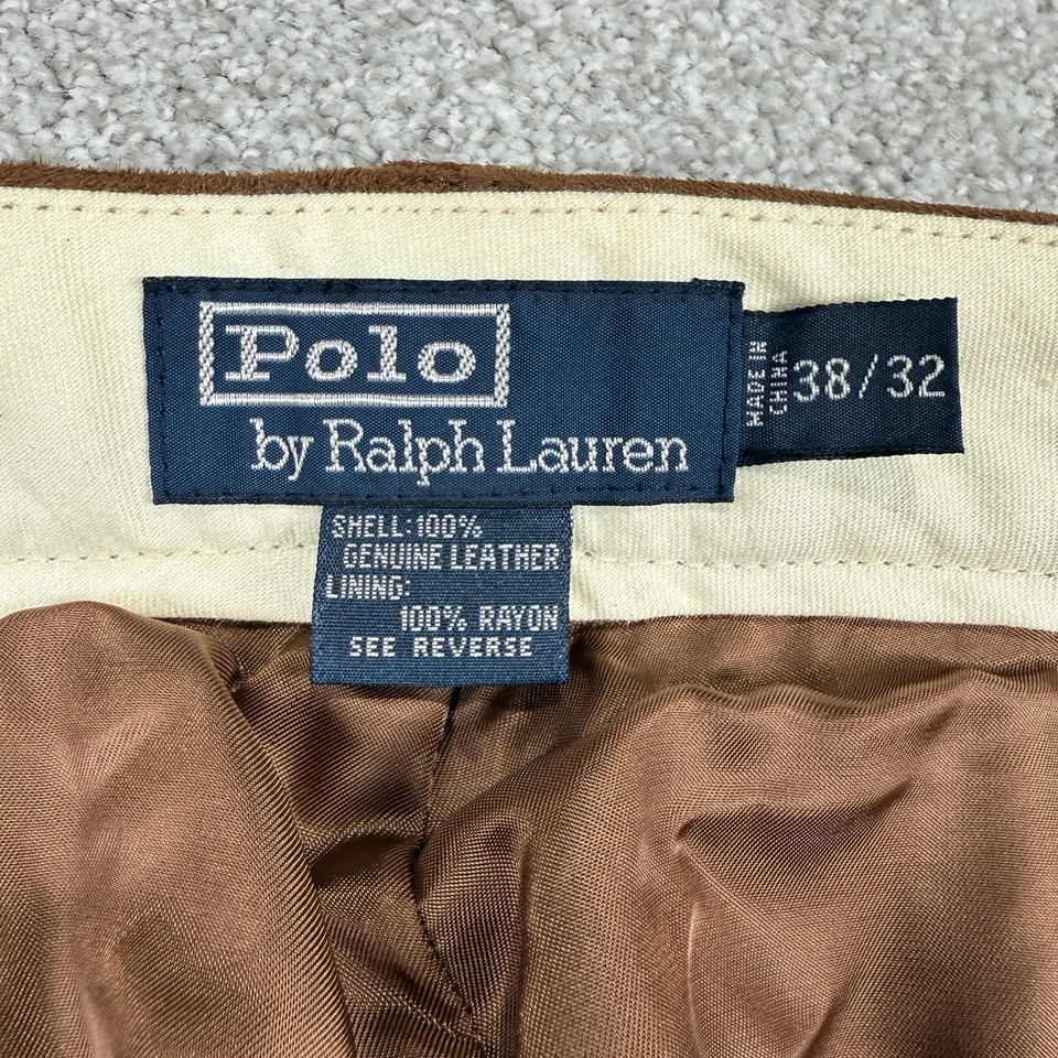 Polo Ralph Lauren Vintage Pierna Recta 100% Cuero Gamuza Marrón 38x32 Foto 4 de 4