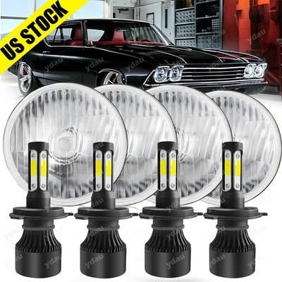 For Chevrolet Impala 1959-1976 4PCS 5.75'' 5-3/4'' 6000k LED Headlights Hi/Lo Beam