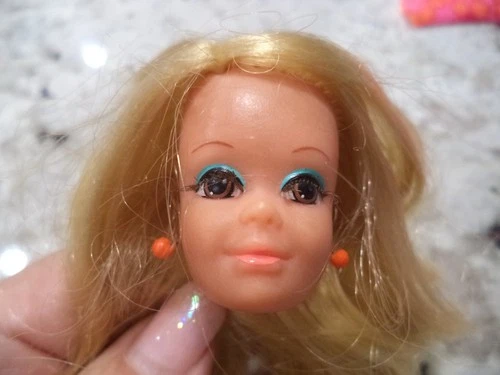 Talking P.J. # 1113 Blonde Doll Head + Dress * Vintage Mattel 1970 * Pls Read