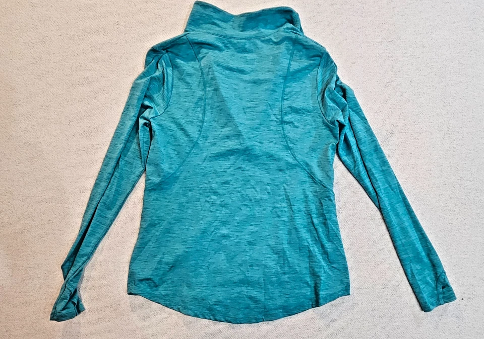 Shirt Workout Green Thumb Hole Long Sleeve 1/2 Zip Neck Women's 8-10 By Avia - Image 2 of 4