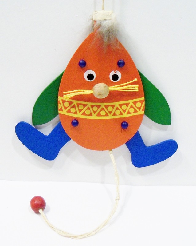 Steinbach Germany Easter Egg Pull String Jumping Jack Toy Wood Wooden Ornament