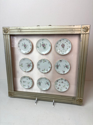Vintage 2004 Target Simple Shabby Chic Butter Pat Dish Shadowbox Framed Wall Art