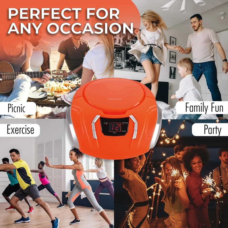 Reproductor de CD portátil familiar Boombox con AUX - Niños y adultos bienvenidos Foto 3 de 4