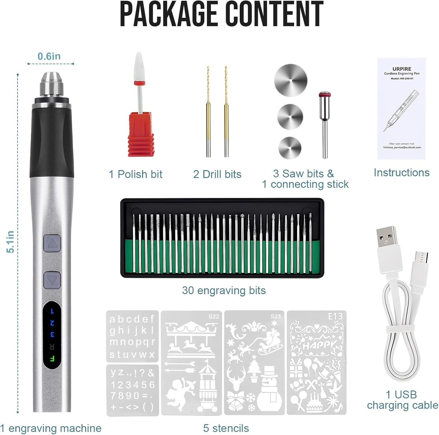 Upgrade 2-Way Rotary Electric Engraving Pen with 37 Bits Cordless Portable GIFT