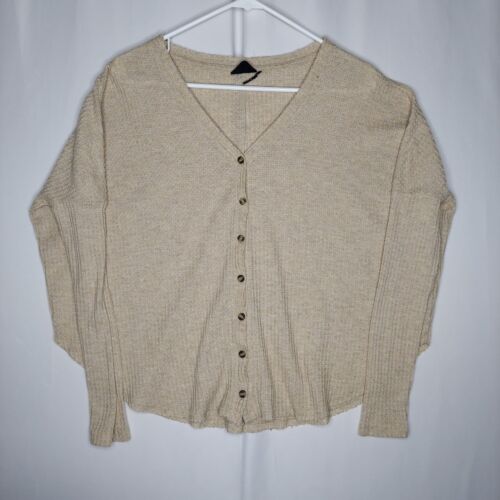 OutFromUnder Oversized Thermal Top Women XS V-neck Button Long Dolman Sleeve - Picture 10 of 10