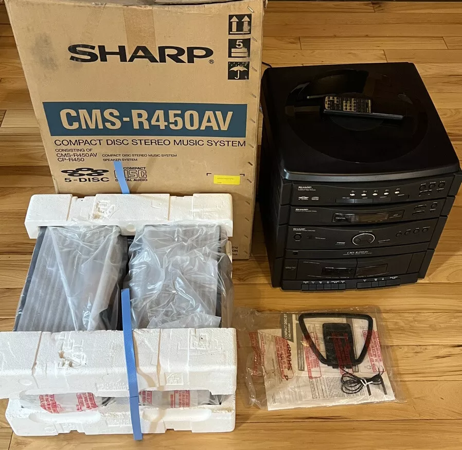 NOS 1996 Sharp CMS R450AV Compact Disc Music Stereo System 5 Disc CD OPEN BOX