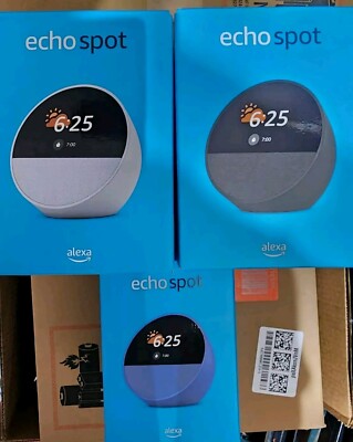 Amazon Echo Spot - Smart alarm clock w/ FREE SENGLED Lightbulb (Sealed- WHITE)