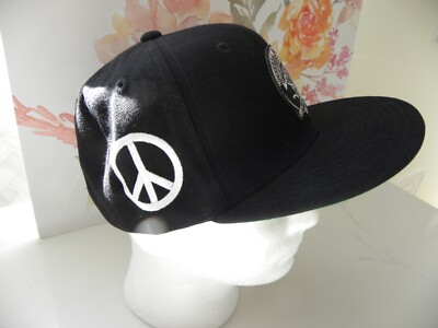 Vintage DECKY  Hat Universal Brotherhood Lazer For Life Black/White SnapBack Cap