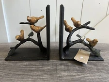 Bookends Birds On Branches SPI Home Decor Cast Iron Black & Gold (1 Pair) NEW BS