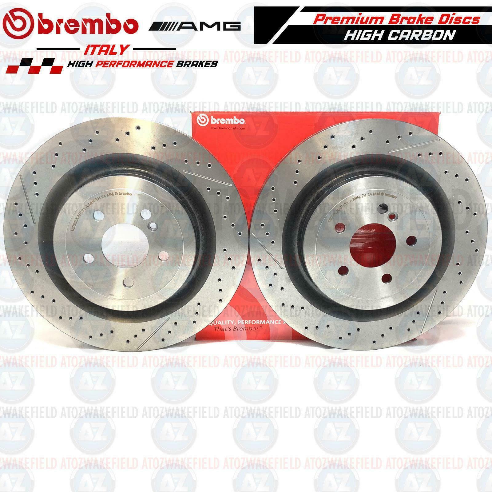 FOR MERCEDES C63 AMG REAR DRILLED GROOVED BREMBO BRAKE DISCS APEC PADS