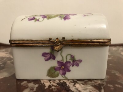 HALGA LIMOGES Schmuckkästchen mit violettem Muster - PARIS FRANCE Champs-Elysées