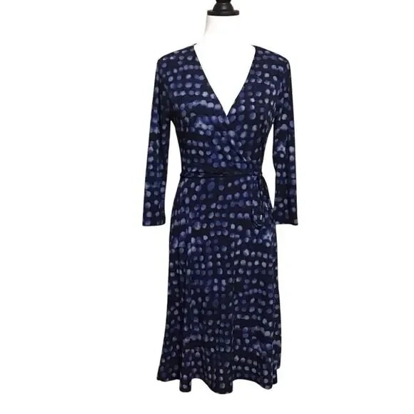 H&M Polka Dot Faux Wrap Flare Dress S