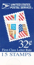U.S. MAKESHIFT BKLT OF 15 STAMPS SCOTT#BK243 1996 32ct FLAG/PORCH MINT #3673X