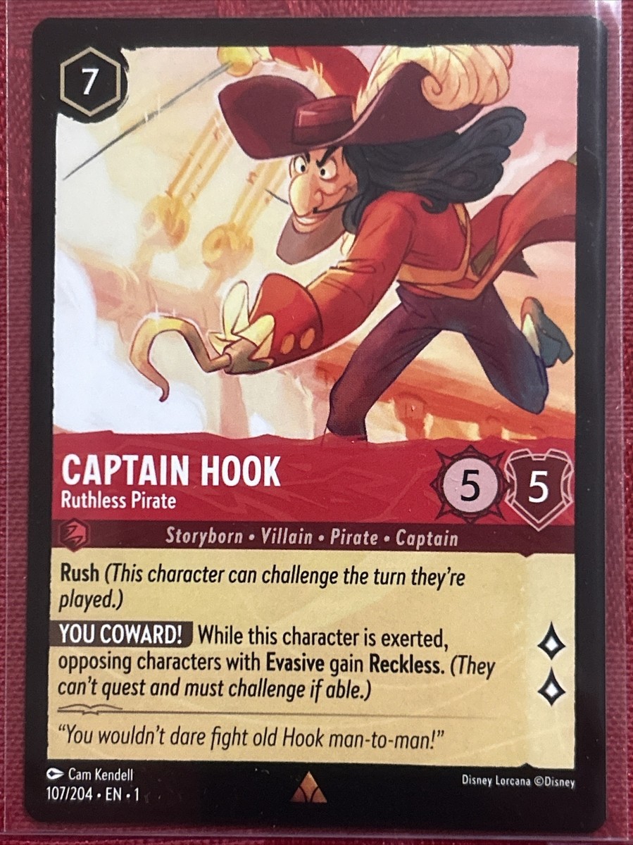 Disney Lorcana Captain Hook Ruthless Pirate 107/204 RARE Pull To