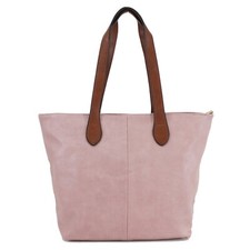 Women’s Large Shoulder Bag Shopper Tote with Twin Contrast Straps