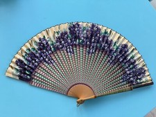 VTG 1930 handpainted Chinese fan, bamboo frame and paper fan