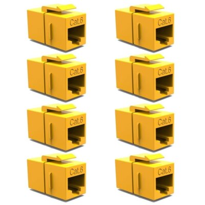 8x CAT6 Keystone Ethernet RJ45 Network Coupler Cable Wall Plate Extender Yellow