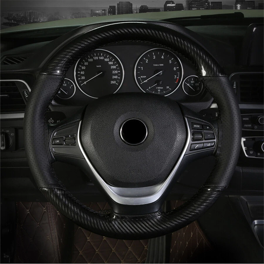 38CM DIY Car Stitch PU Leather Steering Wheel Cover Anti-slip W/Needle Thread - Image 3 of 4