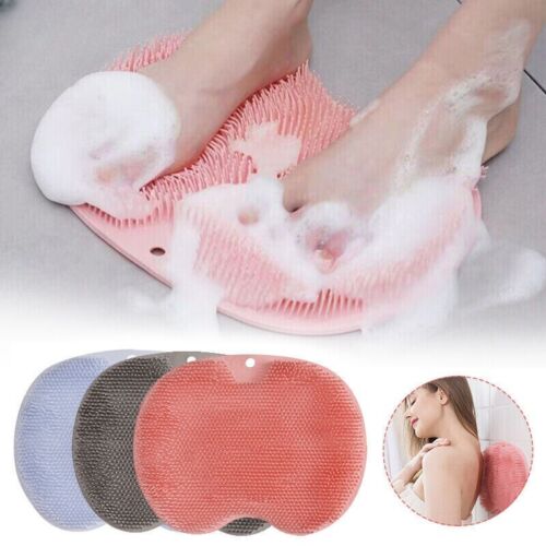 Silicone Shower Foot Scrubber Back Body Brush Massager Pad Clean Mat Bathroom - Bild 1 von 13